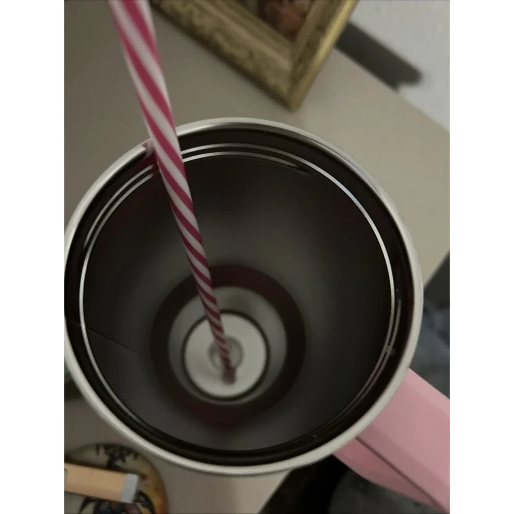Dolly Parton Rare Pink 40 Oz Christmas tumbler With Peppermint Straw